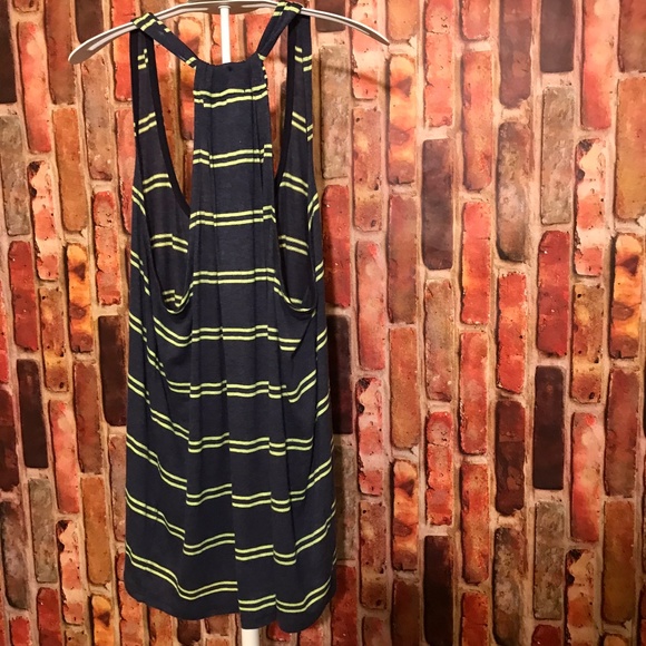 Splendid neon yellow / navy racerback tank top - Picture 4 of 5